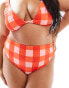 ASOS DESIGN Curve Picnic high leg high waist bikini bottom in gingham