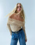 ASOS DESIGN draped knitted off shoulder top in wool blend