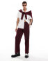 ASOS DESIGN smart wide leg trousers with front pleats in burgundy