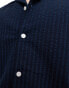 Farah textured seersucker short sleeve shirt in navy