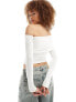 Bershka fold over bardot top in white