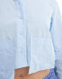 Miss Selfridge poplin cropped dropped pocket shirt in blue