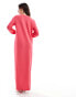 ASOS DESIGN long sleeve maxi t-shirt dress in pink