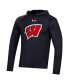 Men's Black Wisconsin Badgers School Logo Raglan Long Sleeve Hoodie Performance T-shirt