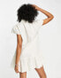 Edited cotton flutter sleeve tea dress in ivory - IVORY