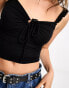 Cotton On milkmaid jersey crop top black