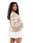 Pieces Curve cardigan in beige and white stripe