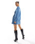 River Island long sleeve jersey sweater mini dress in blue