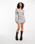 Bailey Rose off shoulder crop jumper in soft grey knit co-ord