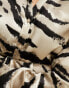 Pieces button up shirt in light brown zebra print