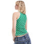 COLLUSION flower lace top in green