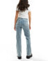 ONLY Camille high waist ripped wide leg jeans in light medium blue