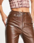 Reclaimed Vintage inspired PU flare trouser in brown