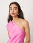 ASOS EDITION one shoulder seam detail maxi dress with full skirt in pink