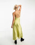 Reclaimed Vintage limited edition cami maxi dress with embroidery in green satin