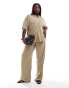 ASOS DESIGN Curve low rise linen look trouser in taupe