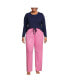 Plus Size Knit Pajama Set Long Sleeve T-Shirt and Pants