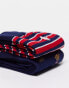 Polo Ralph Lauren 2 pack all over bear socks/stripe in navy, red