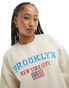 Daisy Street relaxed fleece sweatshirt with Brooklyn embroidery