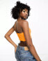 Noisy May bubble textured bandeau top in bright orange