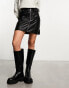 New Look double buckle PU mini skirt in black