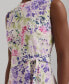 Women's Floral Belted Bubble Crepe Dress