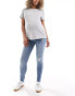 ONLY Maternity Blush skinny jeans with frayed hem in mid blue