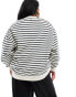 4th & Reckless Plus exclusive boucle Soho logo sweatshirt in cream and navy stripe