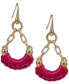 Gold-Tone Leather-Wrapped Open Drop Earrings