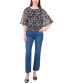 Women's Smocked-Waist Leaf-Print Top