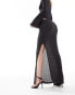 Vero Moda Tall textured jersey maxi skirt co-ord in asphalt grey