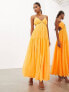 ASOS EDITION ruched gathered waist chiffon cami maxi dress in clementine