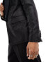 Gianni Feraud skinny paisley suit jacket with velvet lapel in black