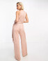 & Other Stories sleeveless wide leg jumpsuit with tie detail in shimmer dusty pink