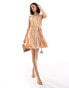 Never Fully Dressed Riri metallic spliced mini dress in orange