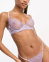 Bluebella Monet delicate floral embroidered plunge bra in lilac