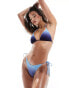 South Beach ombre crinkle tie side bikini bottom in blue