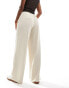 Noisy May wide leg elasticated waist trouser in stone