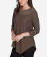 Petite Split Cowl Neck Textured Herringbone Jacquard Knit Top