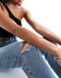 New Look ripped mom jean in tinted blue wash