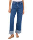 Women's Denim Roll-Cuff Wide-Leg Jeans