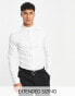 ASOS DESIGN skinny sateen shirt with deep mandarin collar in white