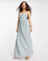 TFNC Petite Bridesmaid bandeau maxi dress in sage green