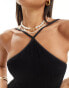 Mango halter neck swimsuit in black