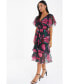 Women's Floral Printed Chiffon Glitter Tiered Midi Dress