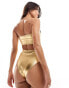 Threadbare bandeau bikini set with high waist bottom in metallic gold