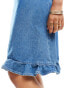 ASOS DESIGN denim frill hem mini dress in blue