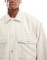 Jack & Jones oversized cord overshirt in beige