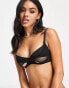 ASOS DESIGN Willow microfibre and mesh underwired bra in black