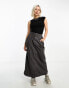 COLLUSION high neck slinky draped top in black